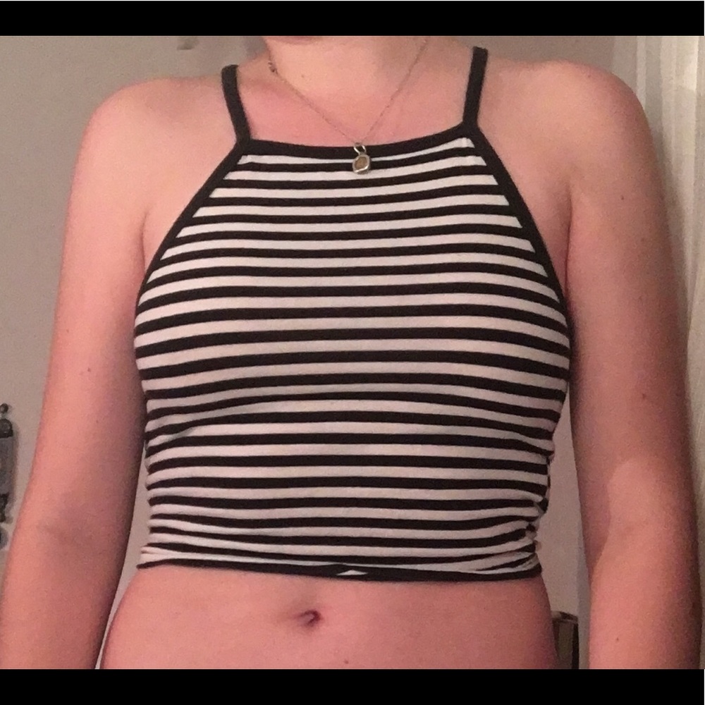 H&M Striped Cropped Halter Top